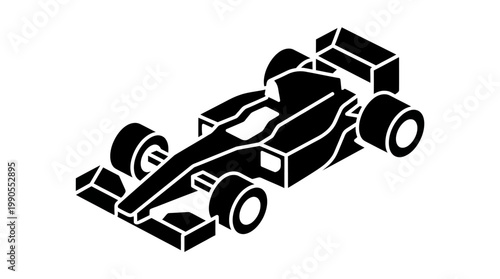 Isometric illustration of a racing car isolated on white background for design