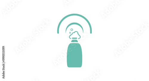 Teal Bottle with Pump Emitting Scent or Steam, Air Freshener or Cosmetic Icon on Isolated White Background