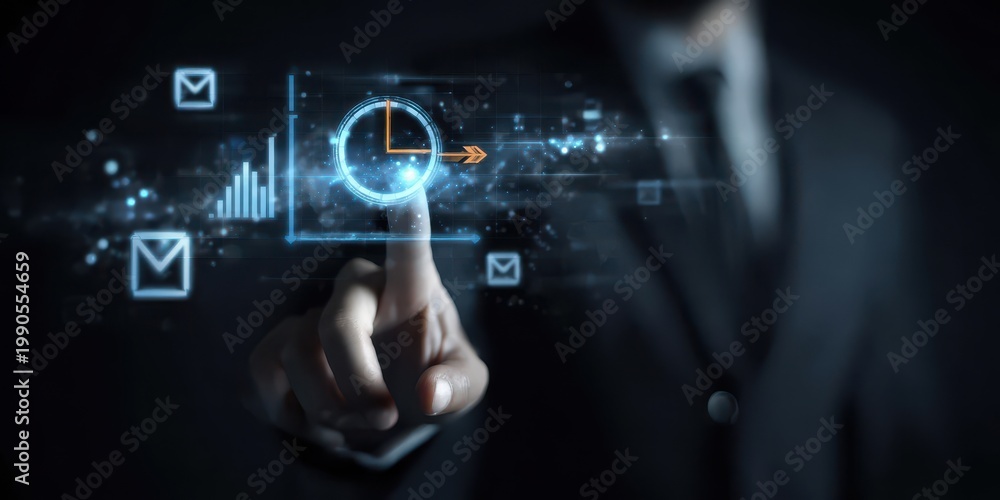Fototapeta premium See how a hologram arrow targets a phishing risk to aid the organisation in effective time management plans.