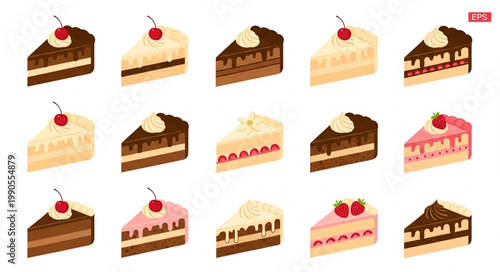 Assortment of Delicious Dessert Slices Ready to Eat.