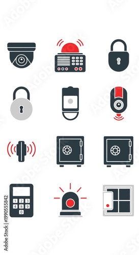Security icons and safety symbols.