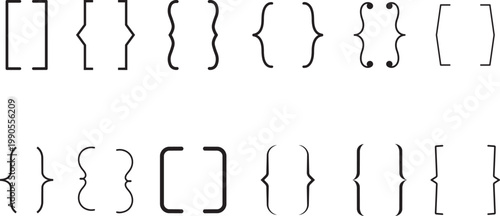 Mathematical Symbol Set: A collection of various brackets and braces, elegantly displayed, representing key mathematical elements.png