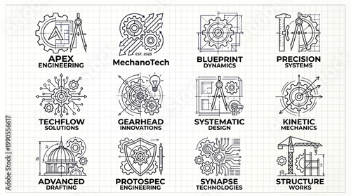 Engineering Icons: A collection of meticulously crafted engineering icons, embodying precision, innovation, and technical prowess, perfect for conveying the essence of various engineering disciplines.