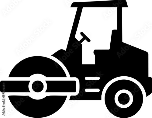 Road Roller Construction Machinery Icon in Minimalist Style