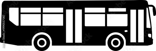 City Bus Icon and Public Transportation Silhouette Vector