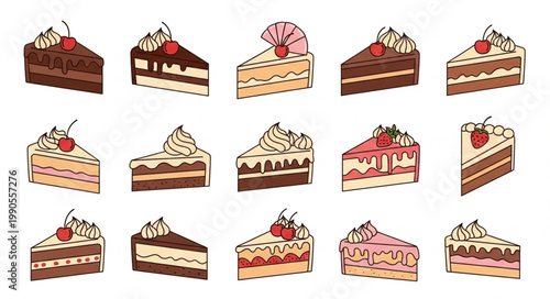 Collection of Delicious Slices of Cake Assortment.