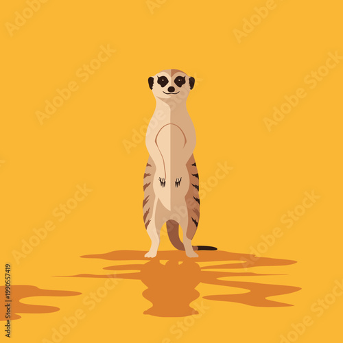 Meerkat standing on hind legs alert.