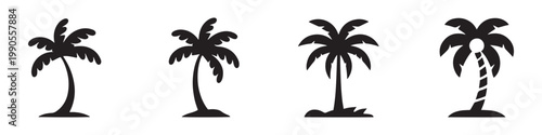 Four palm trees in a row with different poses Vector