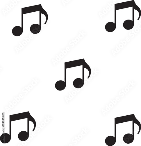 Minimalist black music notes floating on a clean white background simple melodic illustration