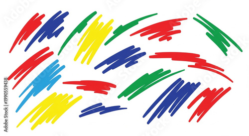 Colorful brush strokes, vibrant paint swatches, abstract art elements, vector graphics