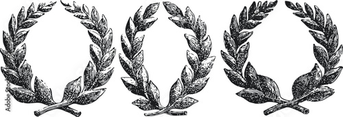 vintage engraved laurel wreaths collection hand drawn decorative botanical frames, award and victory symbols