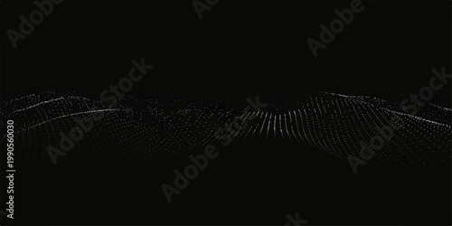 Abstract black and white background with digital blue light waves and 3d technology line patterns for modern web business design illustration