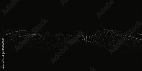 Abstract black and white background featuring a digital technology wave pattern with blue light curves and 3d vector lines for a modern business web design wallpaper texture