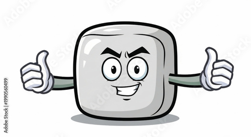 Cartoon battery character smiling with thumbs up gestures, cute 3D style illustration for positive energy concepts