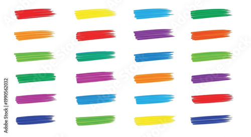 Colorful Brush Strokes, Paint Swatches, Vector Icons, Graphic Elements