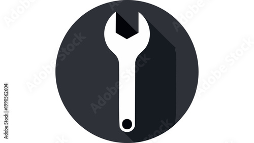 Wrench tool silhouette representing mechanical repair maintenance and engineering service work concept vector