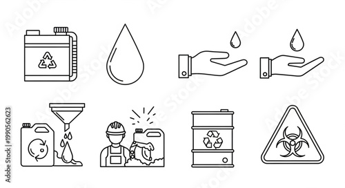 Hazardous Waste Symbols and Icons Collection.