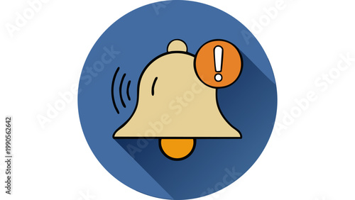 Alert bell icon with exclamation mark indicating warning notification attention and urgent reminder system vector