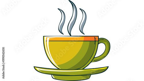 Hot tea cup with steam rising representing warm beverage relaxation and cozy drink moment concept vector