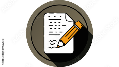 Document with pencil icon representing writing editing note taking and administrative paperwork concept vector