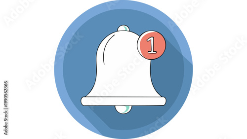 Notification bell icon with badge indicator representing alert reminder and system update message symbol vector