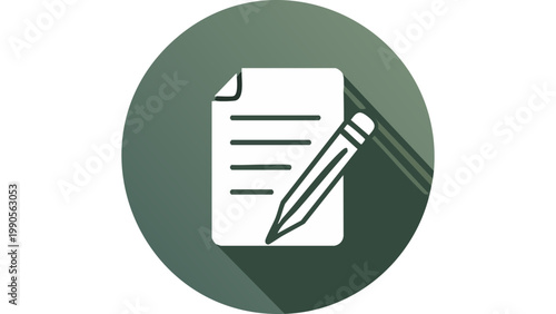 Pencil writing on paper icon representing note taking editing and document creation office task concept vector