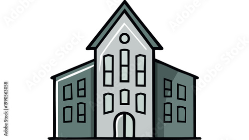 Classic building facade with central entrance representing institutional architecture and public structure vector