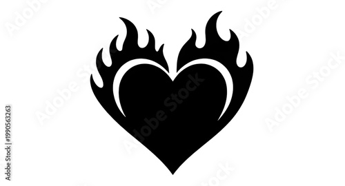 heart, flame, fire, love, passion, burning, silhouette, black, symbol, emotion, romantic, heat, intense, icon, design, element, simple