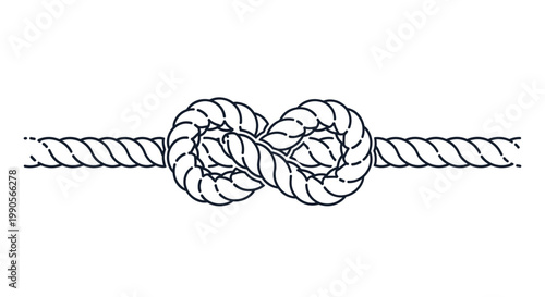 Close up illustration of a strong nautical rope tied in a secure figure eight knot representing strength and reliable connection.