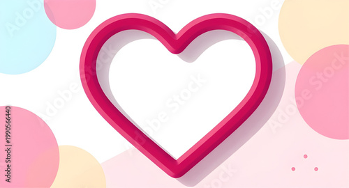 heart, love, red, outline, hollow, romance, valentine, symbol, icon, shape, passion, romantic, design, simple, affection, element, minimal