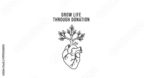Heart with a growing tree symbolizing donation and life.