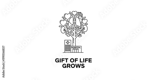 Gift of life grows concept with tree of human organs.