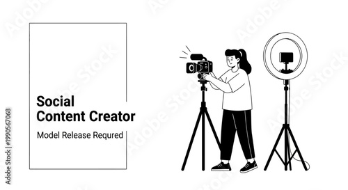 Social Content Creator Filming with Professional Equipment.