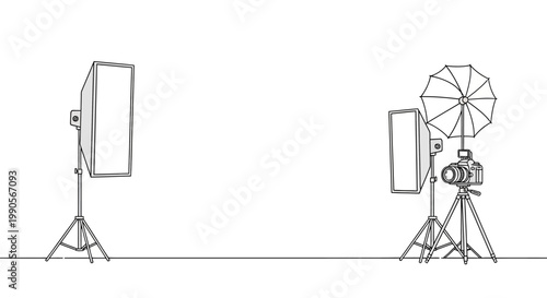 Studio lighting setup with camera and softbox.