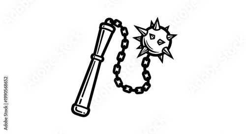Medieval weapon flail illustration isolated on white background