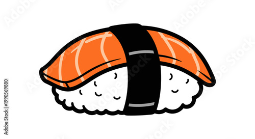 Sushi illustration salmon nigiri on white isolated vector food concept