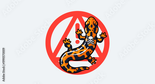 Warning sign illustrating salamander poisonous hazard risk danger symbol