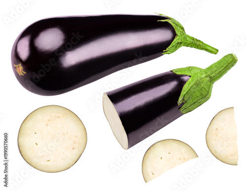 eggplant isolated on white background. clipping path