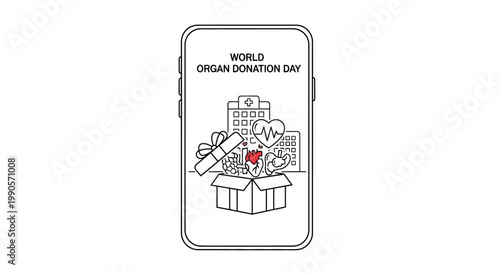 World Organ Donation Day concept with gift box and heart symbol.