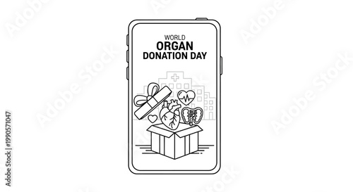 World Organ Donation Day awareness on smartphone screen.