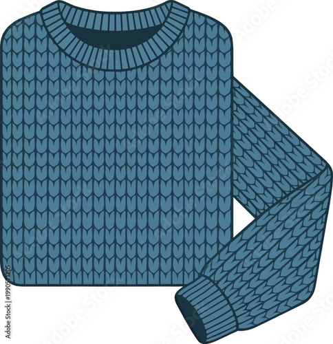 Create a realistic blue knit coordination vector art with white background..