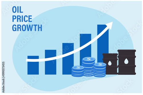  Oil price growth energy market increase vector illustration