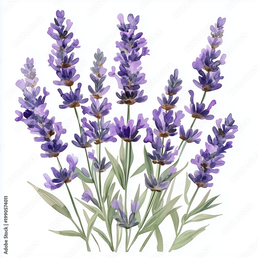 Obraz premium Bouquet of lavender flowers isolated on a clean white background