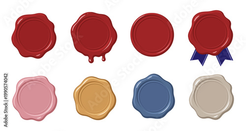 封蝋スタンプ・ワックスシール・シーリングワックス（カラフル・フラットイラスト）