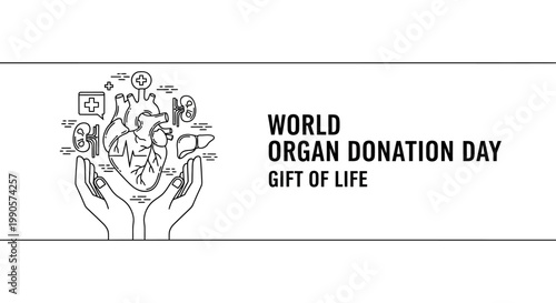 World Organ Donation Day Gift of Life Awareness Banner.