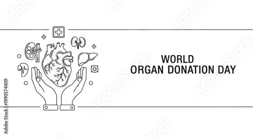 World Organ Donation Day Celebration with Medical Icons.