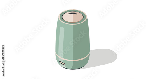 Modern Green Ultrasonic Air Humidifier and Essential Oil Diffuser Vector Illustration Isolated on White Background