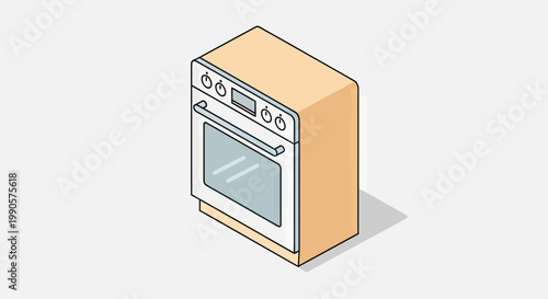 Isometric vector illustration of a modern kitchen electric oven and stove appliance isolated on a light background
