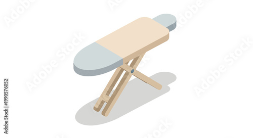 Isometric Vector Illustration of a Modern Folding Ironing Board for Laundry and Housework Chores