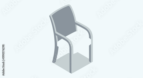 Isometric Vector Illustration of a Modern Grey Armchair for Office and Home Interior
